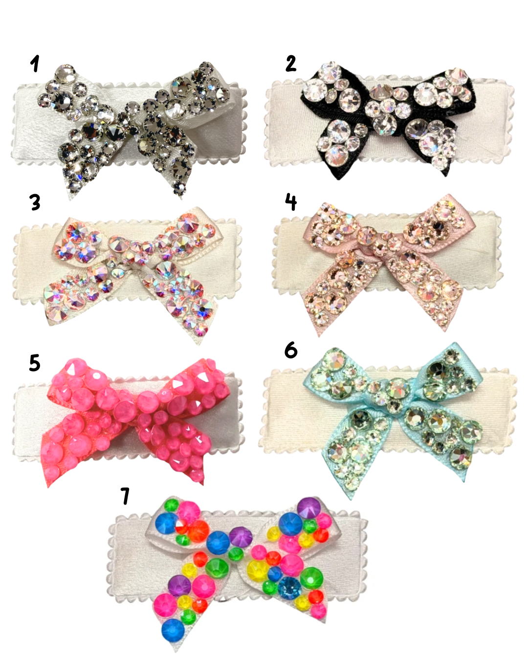 Small Fully Crystallized Bow - White Clip