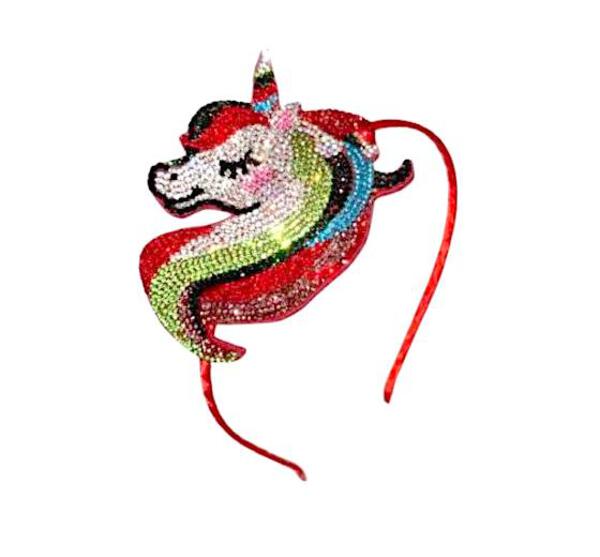 Crystallized Christmas Unicorn on Thin Headband