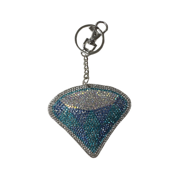 Rhinestone Keychain with Fur Pom