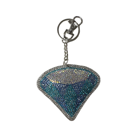 RHINESTONE KEYCHAIN WITH FUR POM