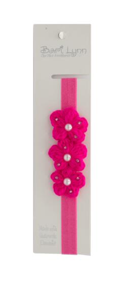 SMALL CROCHET FLOWER ELASTIC HEADBAND
