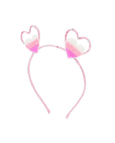 BEADED HEART EARS HEADBAND