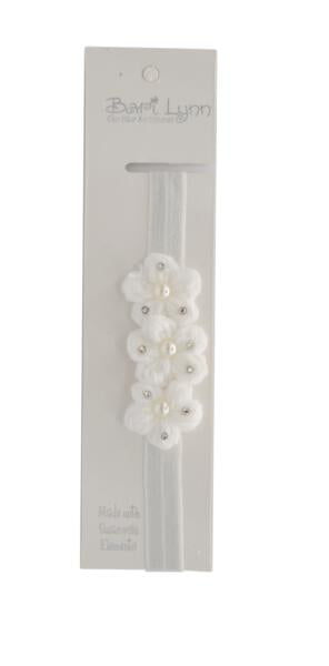 SMALL CROCHET FLOWER ELASTIC HEADBAND