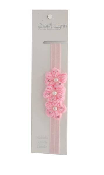 SMALL CROCHET FLOWER ELASTIC HEADBAND