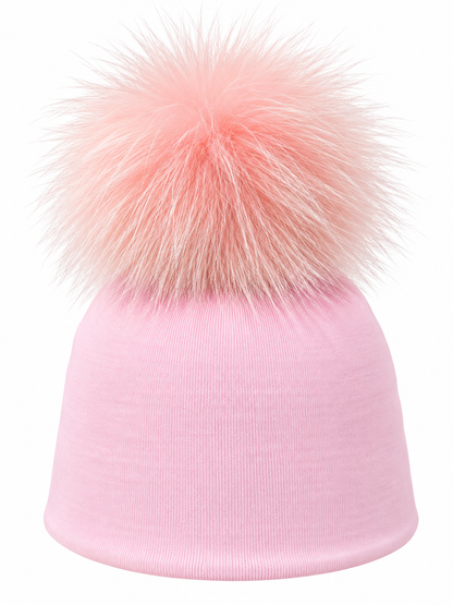 Colorful Cotton Baby Layette With Fur Pom Pom