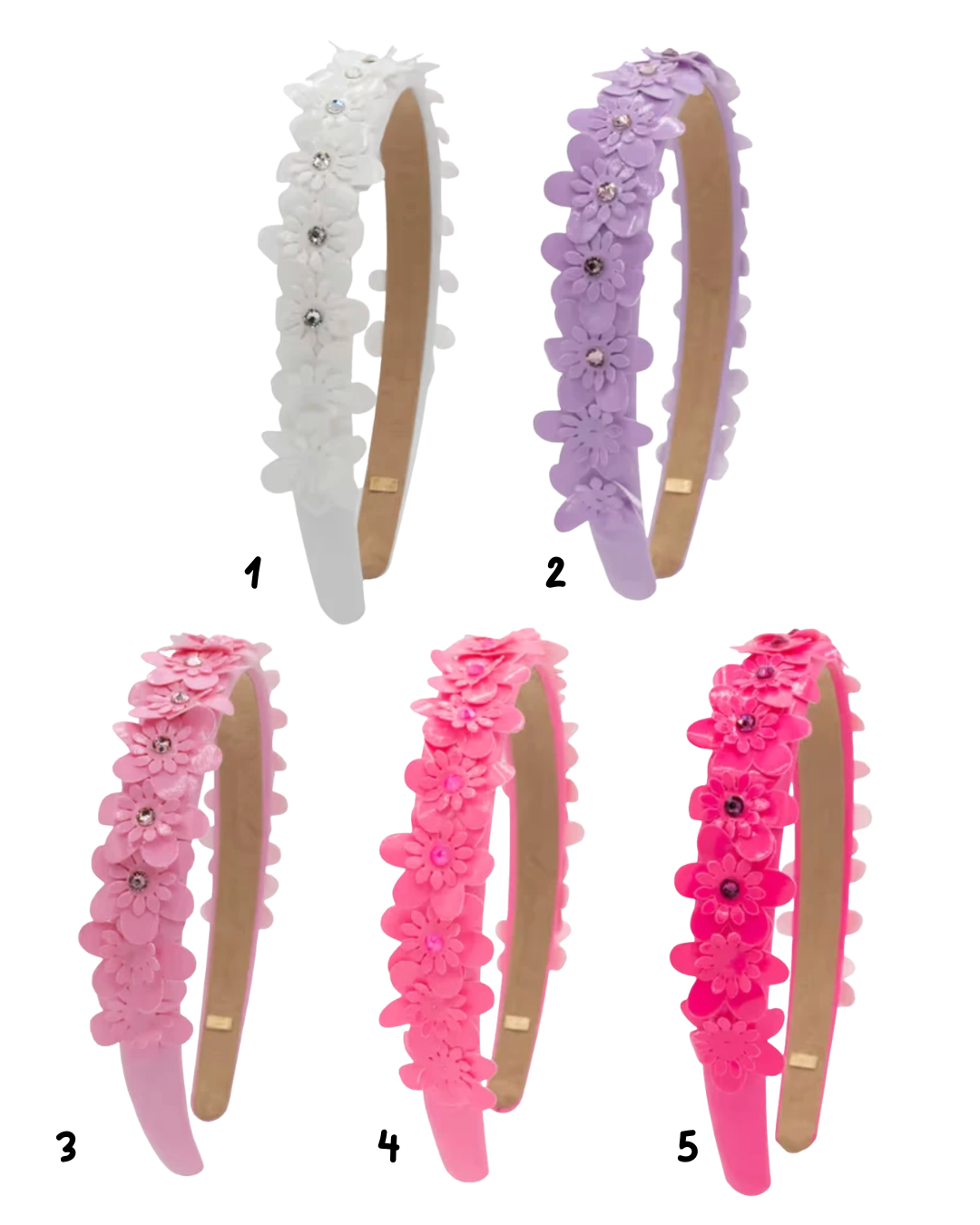 Crystallized Thin Multi Flower Headband