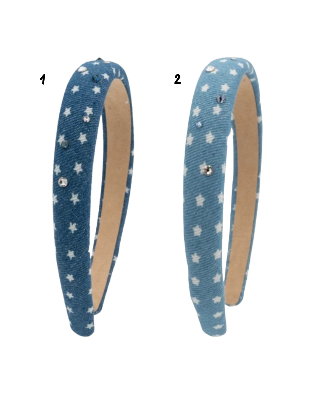Crystalized Thin Padded Denim Star Headband