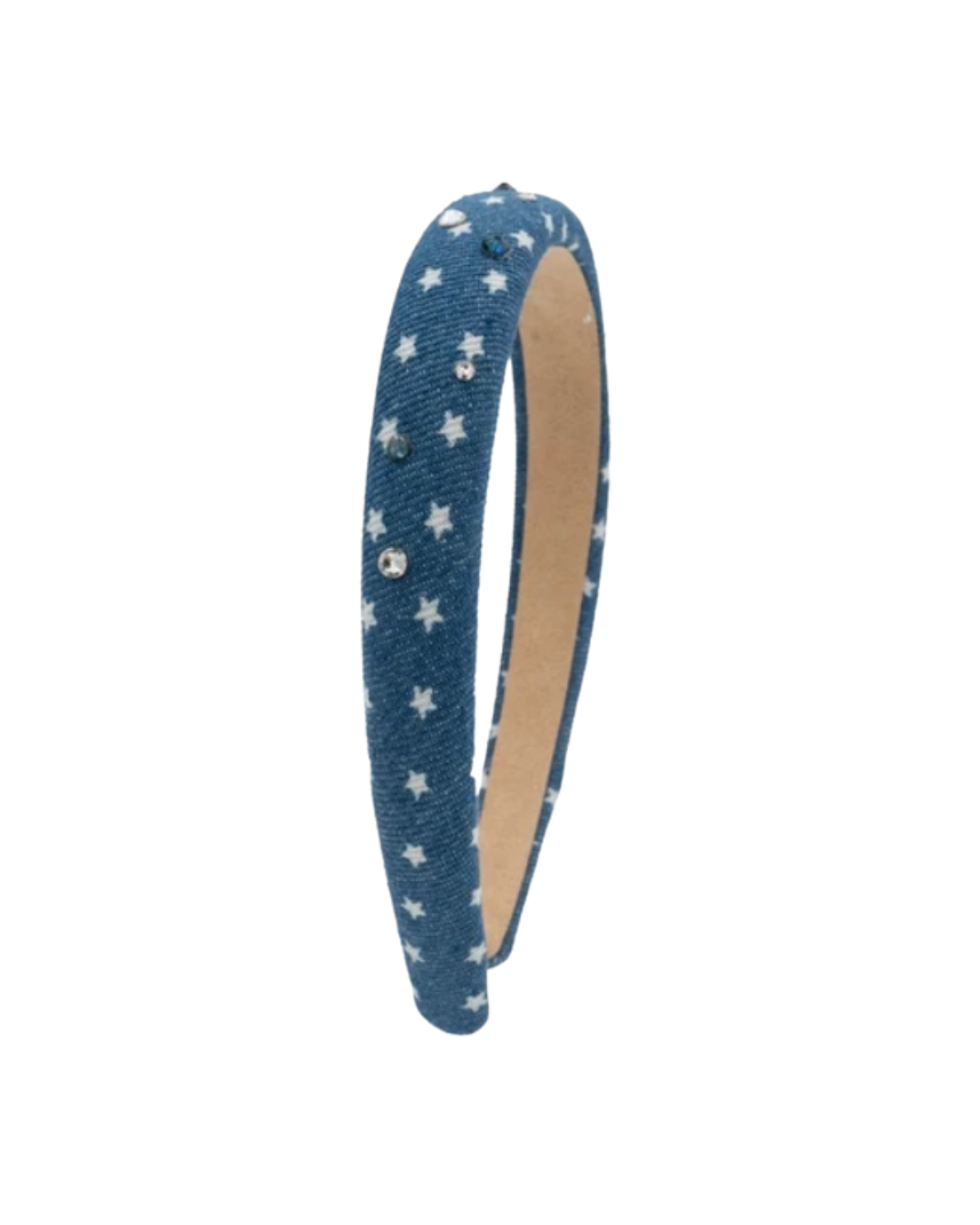 Crystalized Thin Padded Denim Star Headband