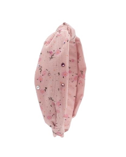 Crystallized Cotton Rib Floral Knot Headband