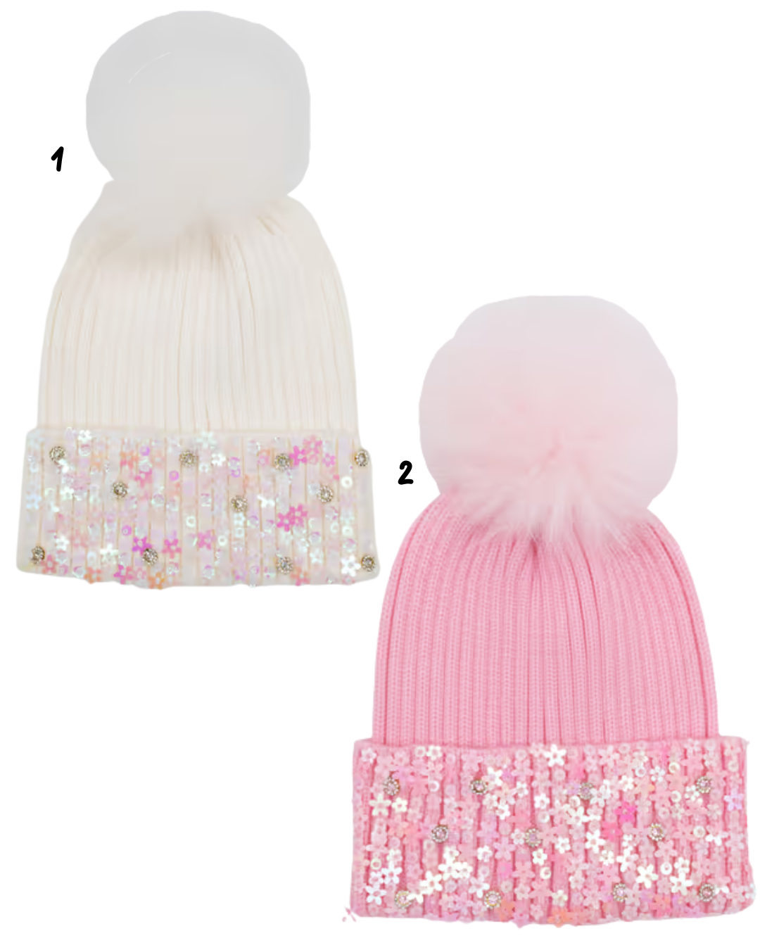 Flower Sequin Winter Hat