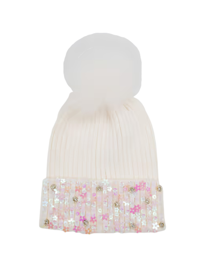 Flower Sequin Winter Hat