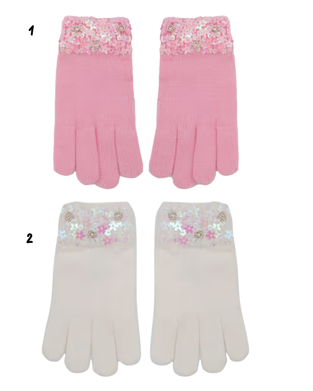 Flower Sequin Gloves