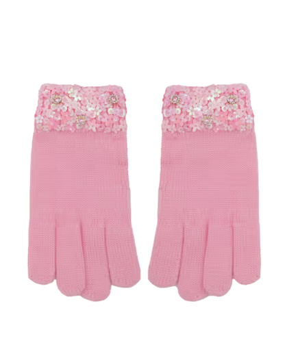 Flower Sequin Gloves