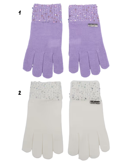 Crystal Cuff Knit Gloves