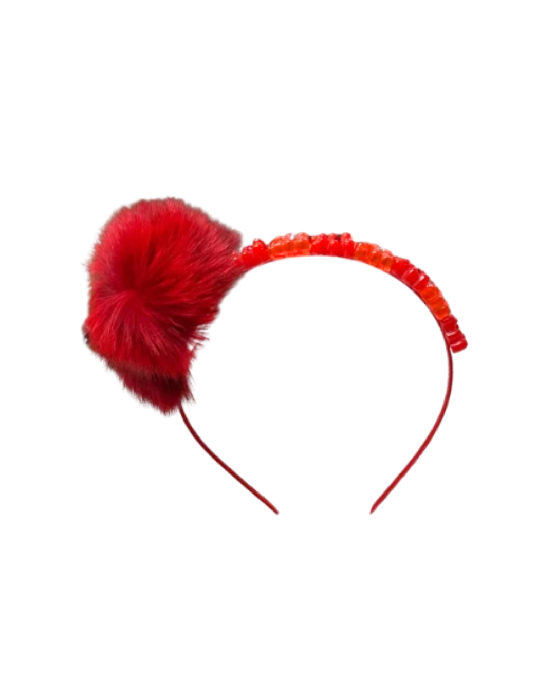 Fur Pom Pom Gummy Bear Headband - Neons