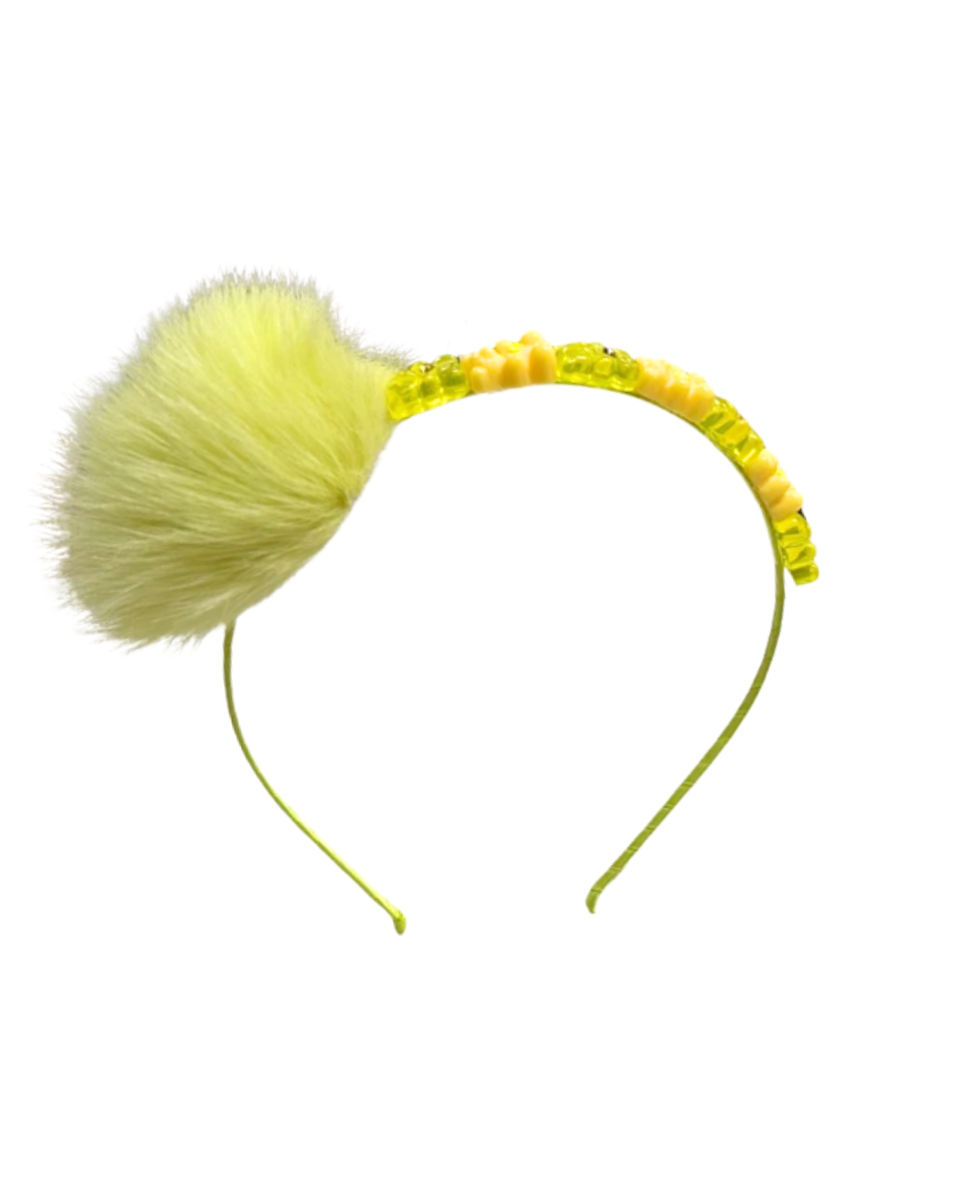 Fur Pom Pom Gummy Bear Headband - Neons