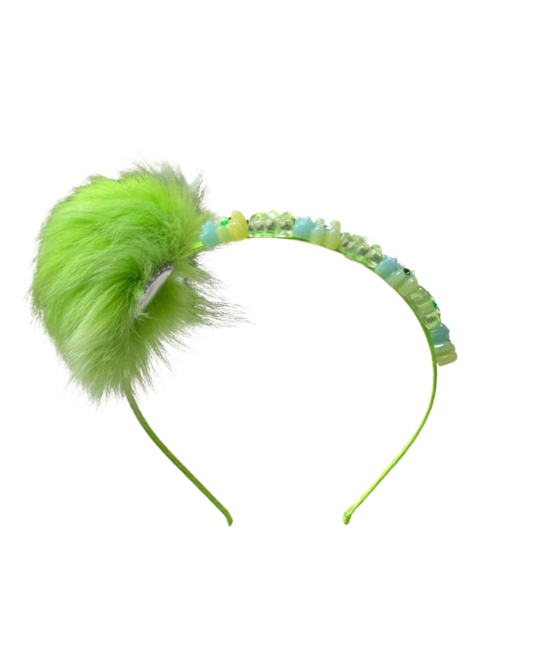 Fur Pom Pom Gummy Bear Headband - Neons