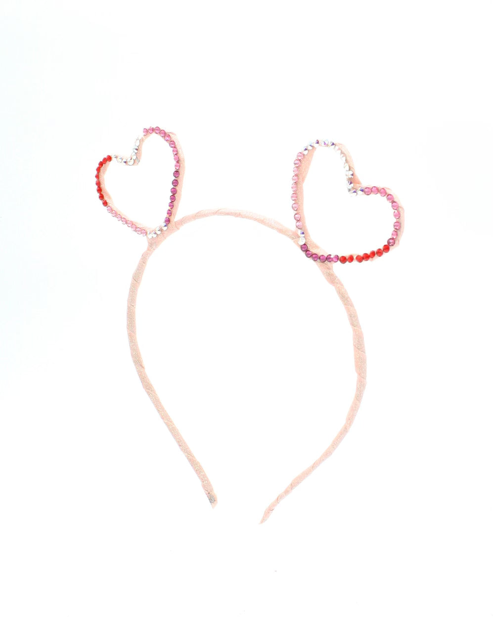 Fully Crystallized Heart Ears Headband in Pink, Red, White