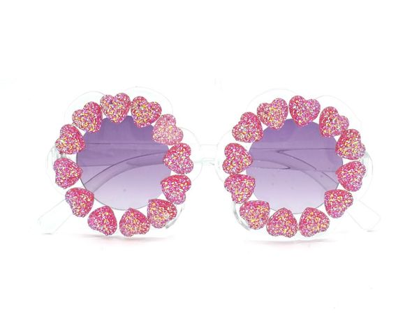 ROUND GLITTER HEART SUNGLASSES