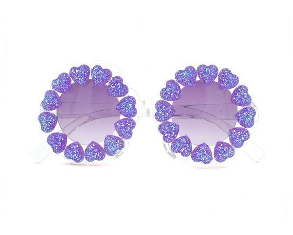 ROUND GLITTER HEART SUNGLASSES