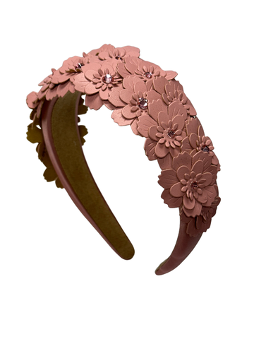 LEATHER FLORAL HEADBAND