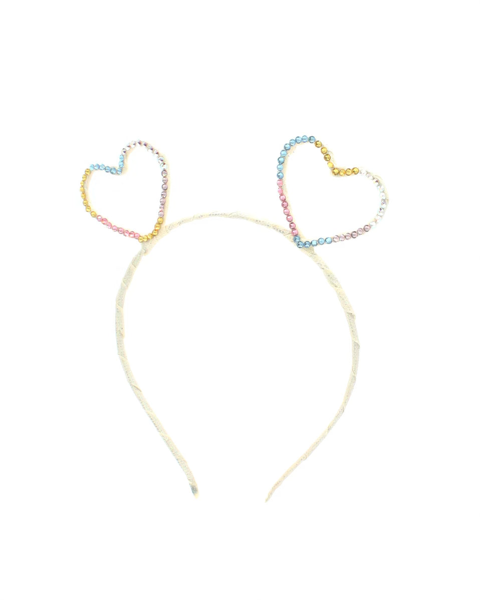 Fully Crystallized Heart Ears Headband in Pastel
