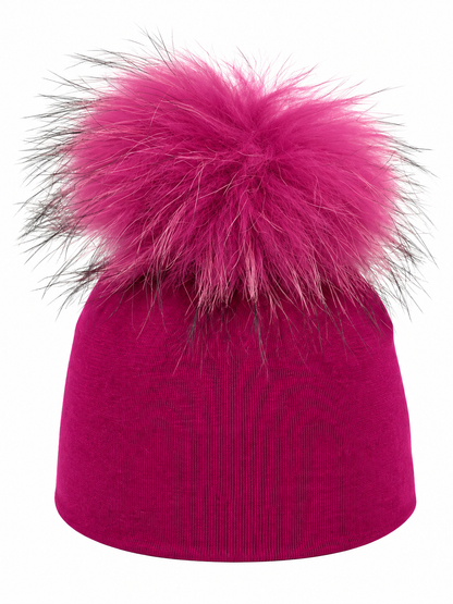 Colorful Cotton Baby Layette With Fur Pom Pom
