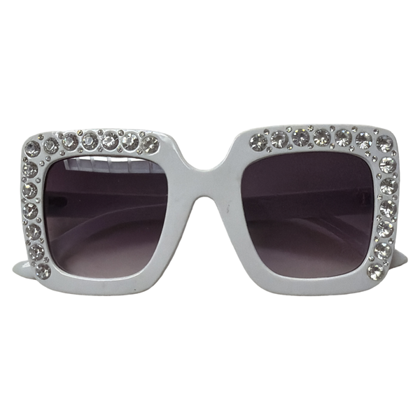 HALF CRYSTAL SQUARE SHAPE SUNGLASSES