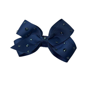 GROGRAIN BOW W/ RHINESTONES