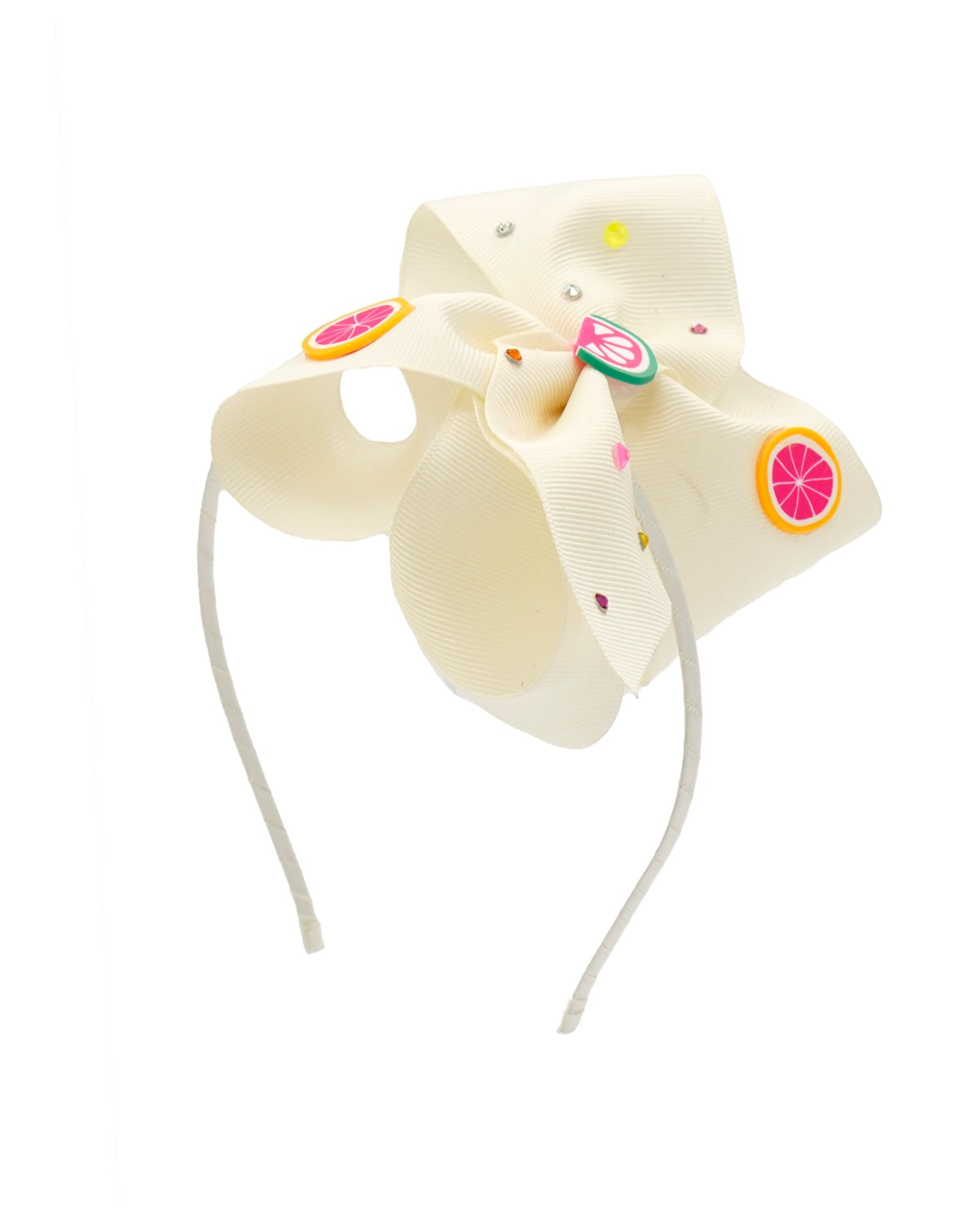 Crystallized Large Oversized Charm Bow in Ivory