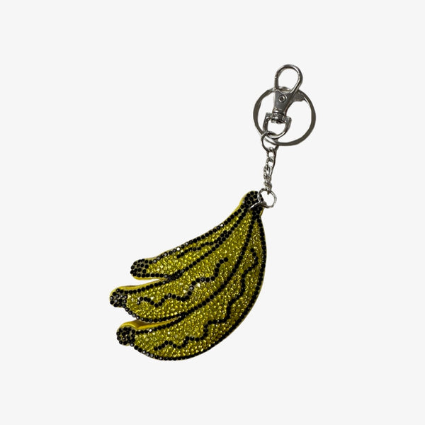 Rhinestone Keychain with Fur Pom
