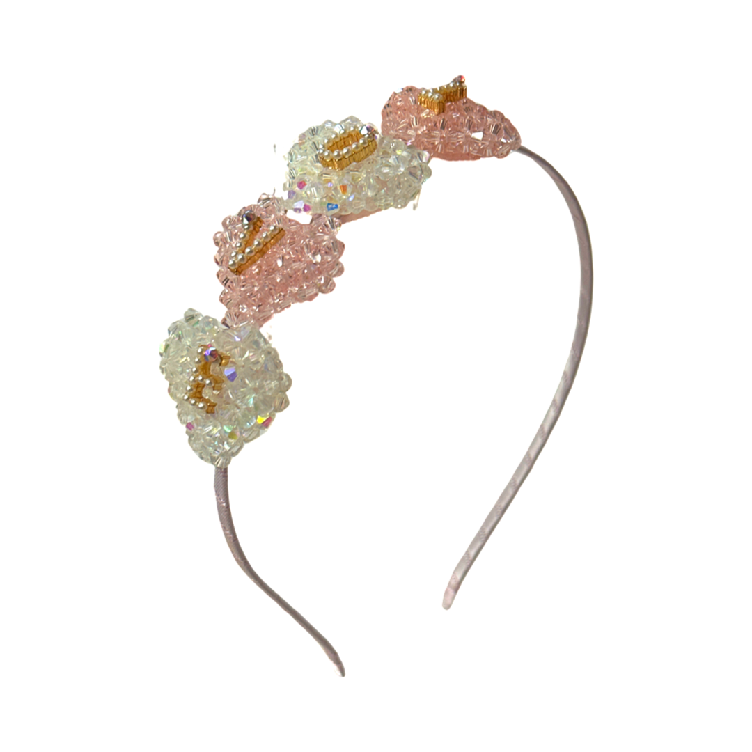 4 Beaded Hearts Love Headband