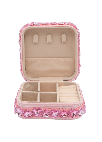 Full Pink Heart Jewel Jewelry Box