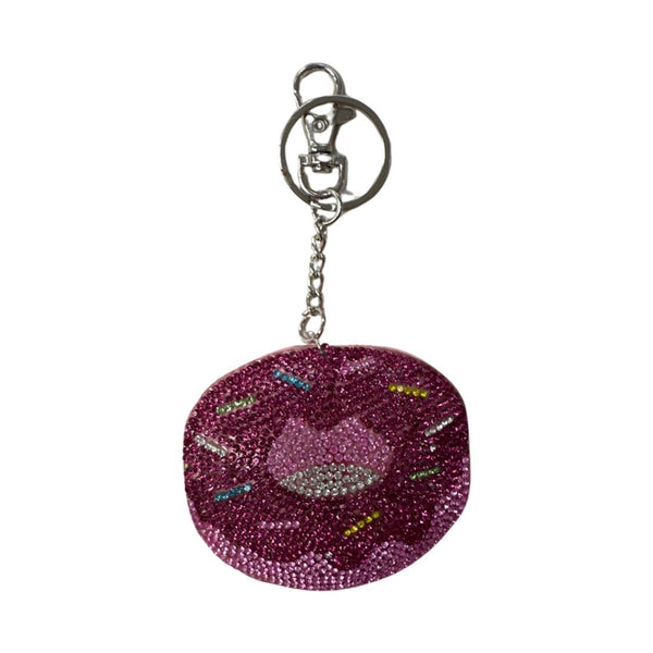 Rhinestone Keychain with Fur Pom