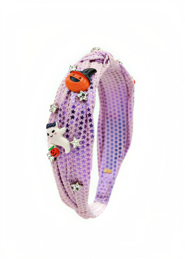 Shimmer Star Halloween Charm Knot Headband in Lavender