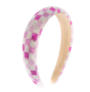 FULLY CRYSTAL CHECKERED HEADBAND