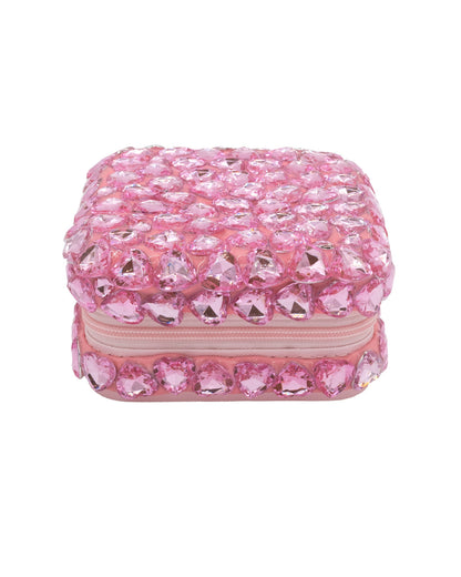 Full Pink Heart Jewel Jewelry Box