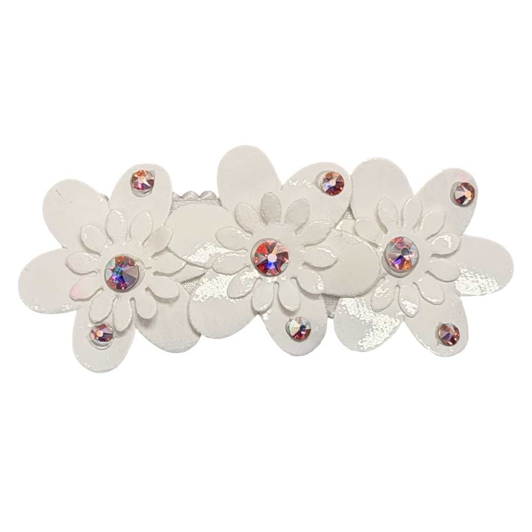 Crystallized Multi Flower Clip in White