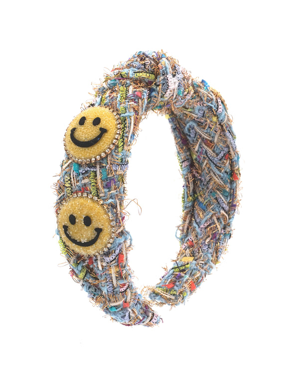 Tweed Smiley Face Headband