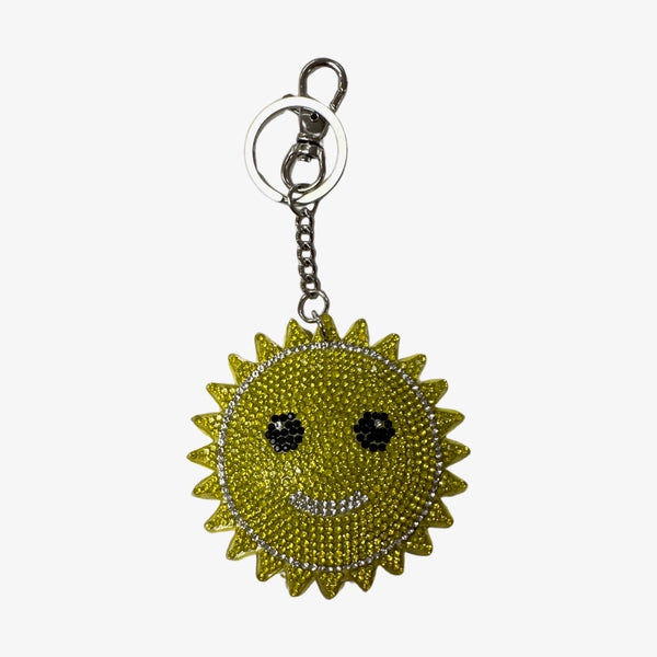 Rhinestone Keychain with Fur Pom