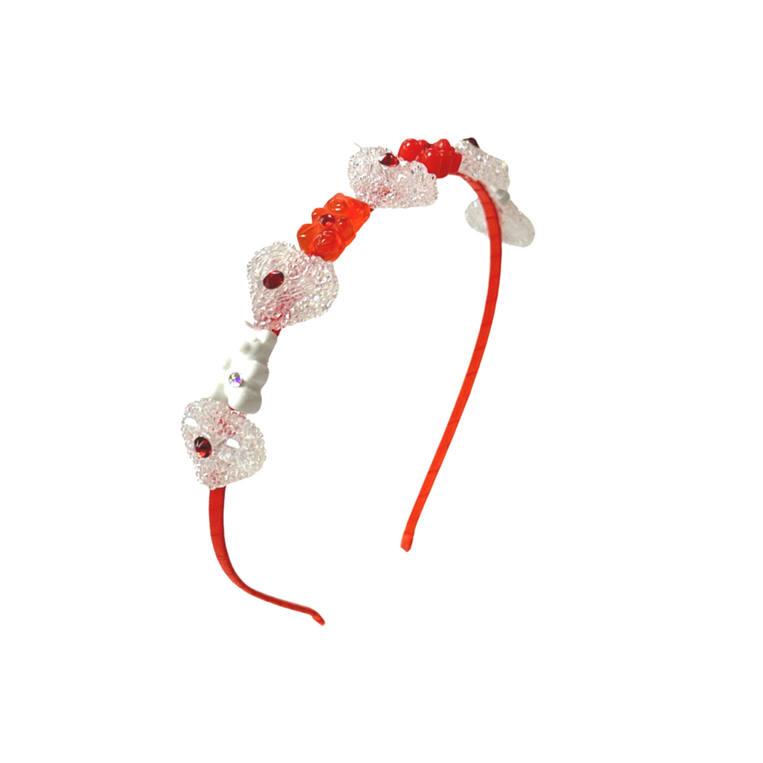 BEADED HEART AND GUMMY BEAR HEADBAND