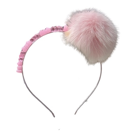 FUR POM POM GUMMY BEAR HEADBAND