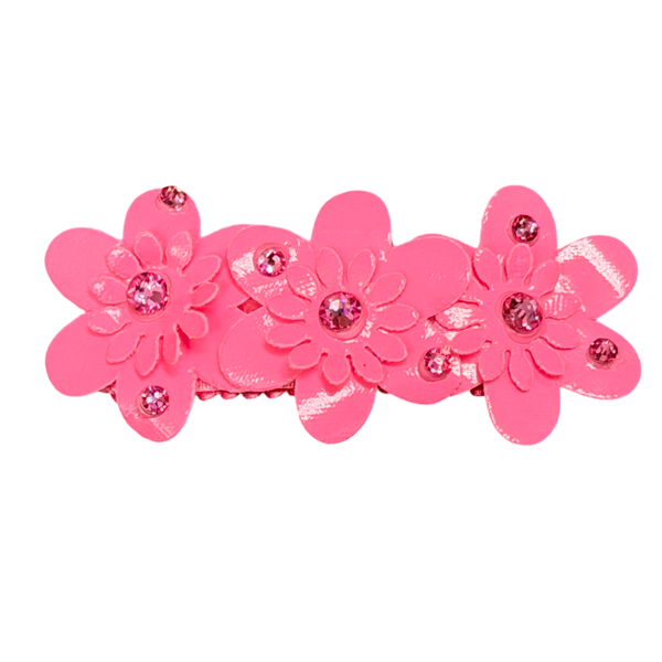 Three small patent flower clip
