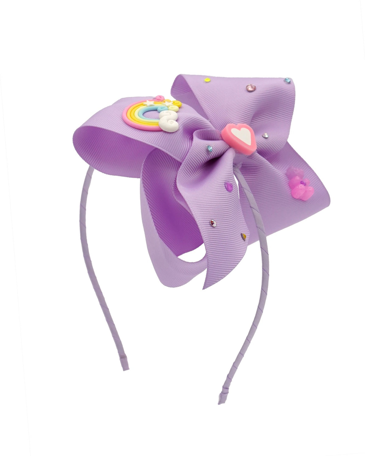 Crystallized Large Oversized Charm Bow in Lavender