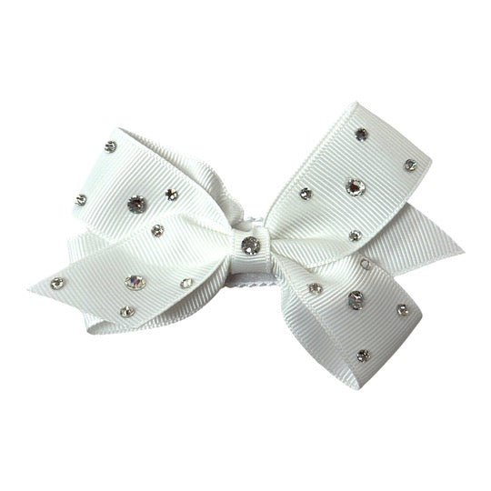 GROGRAIN BOW W/RHINESTONES