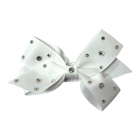 GROGRAIN BOW W/RHINESTONES