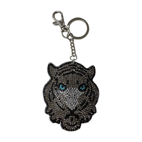 Rhinestone Keychain with Fur Pom