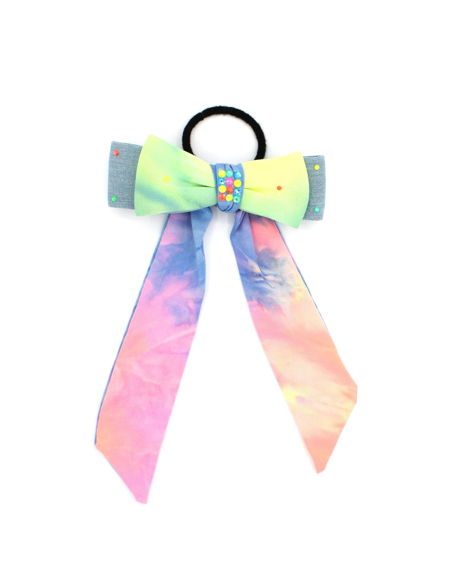 Crystalized Tye Dye Bow Scrunchie
