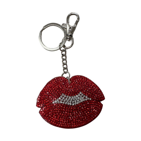 RHINESTONE KEYCHAIN WITH FUR POM