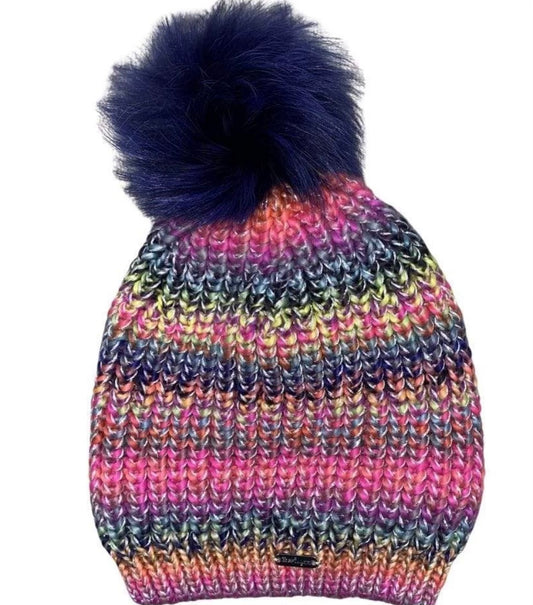 Cotton Knit Winter Hat In Navy